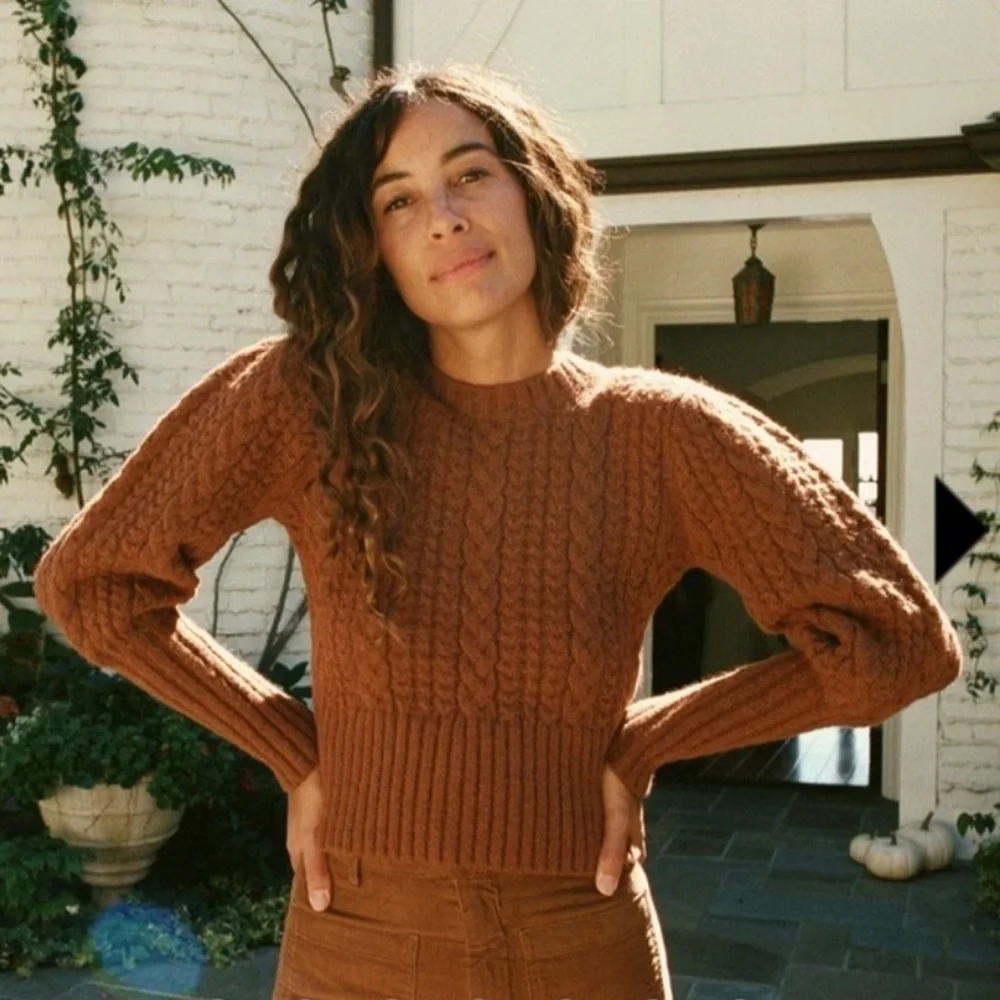 DOEN Cable Knit Sweater Brown Size M - Picture 12 of 12